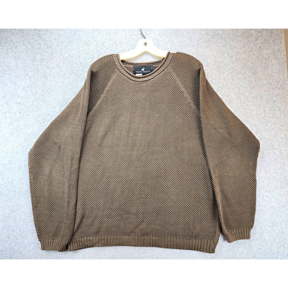 Peruvian Connection Brown Knit Crew Neck Pullover Sweater Mens XL